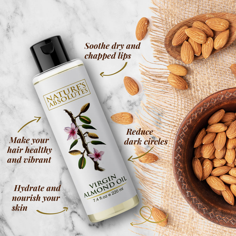 Cold Pressed - Virgin Almond Oil - Natural Moisturizer For hair and skin (220 ml)