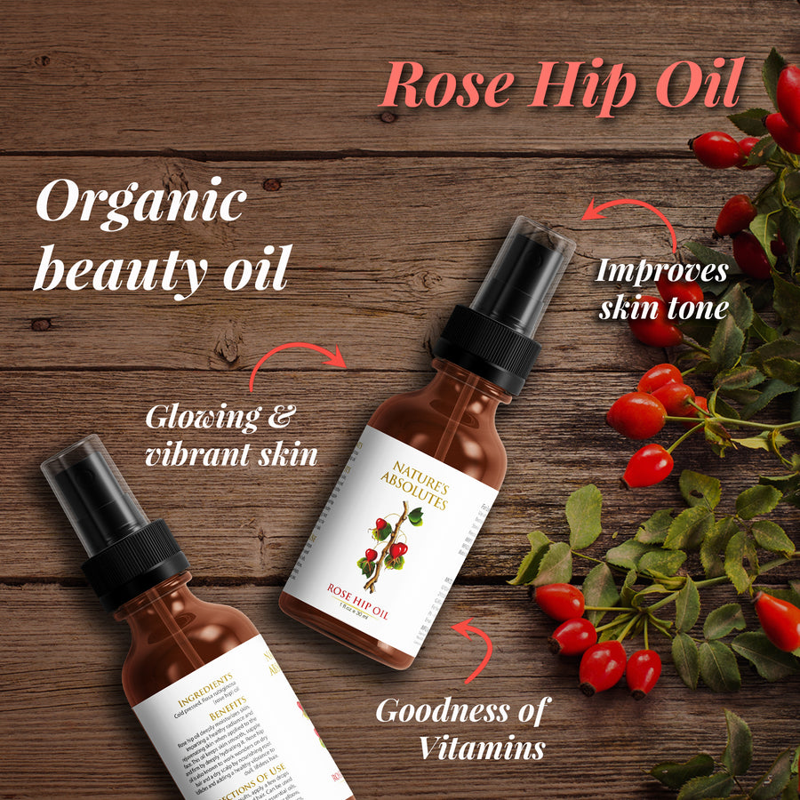 Cold Pressed - Rose Hip Seed Oil - Natural Moisturizer For hair and skin (30 ml)